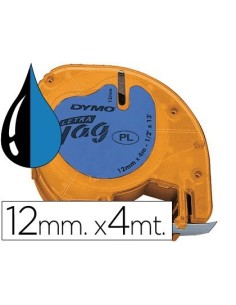CINTA DYMO 12MMX4MT -NEGRO/ULTRA AZUL PARA MAQUINA LETRATAG