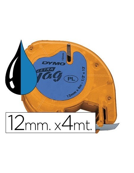 CINTA DYMO 12MMX4MT -NEGRO/ULTRA AZUL PARA MAQUINA LETRATAG