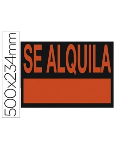 CARTEL PLASTICO "SE ALQUILA" ROJO FLUORESCENTE -500X234 MM