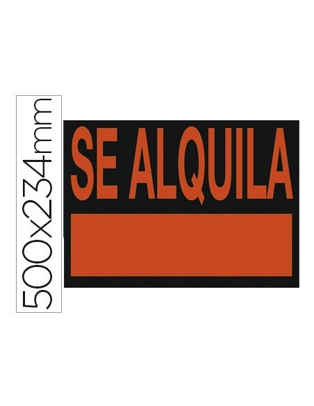 CARTEL PLASTICO "SE ALQUILA" ROJO FLUORESCENTE -500X234 MM