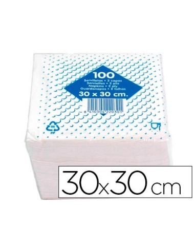 SERVILLETA ALGODON 30X30 CM 2 CAPAS PAQUETE DE 100 UNIDADES