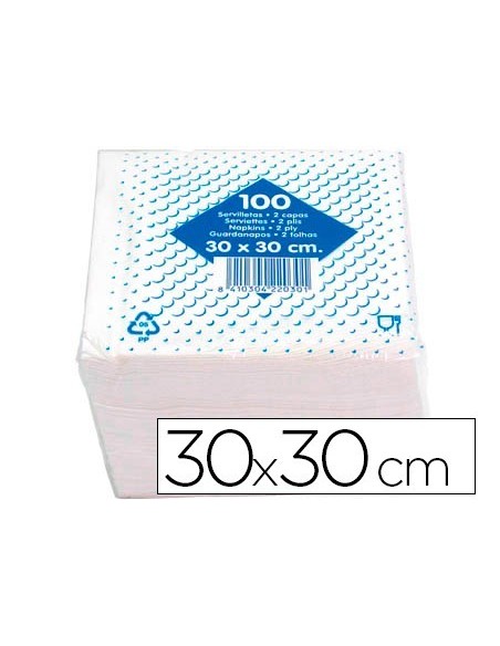 SERVILLETA ALGODON 30X30 CM 2 CAPAS PAQUETE DE 100 UNIDADES