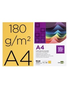 CARTULINA LIDERPAPEL A4 180G/M2 ORO PAQUETE DE 100 HOJAS