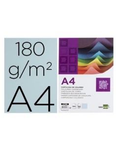 CARTULINA LIDERPAPEL A4 180G/M2 CELESTE PAQUETE DE 100HOJAS