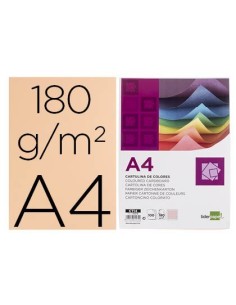 CARTULINA LIDERPAPEL A4 180G/M2 SALMON PAQUETE DE 100 HOJAS