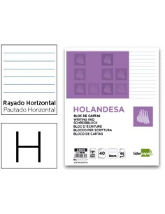 BLOC DE CARTAS LIDERPAPEL RAYADO HORIZONTAL HOLANDESA 40 HOJAS 60G/M2