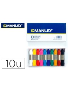 LAPICES CERA MANLEY CAJA DE 10 COLORES SURTIDOS