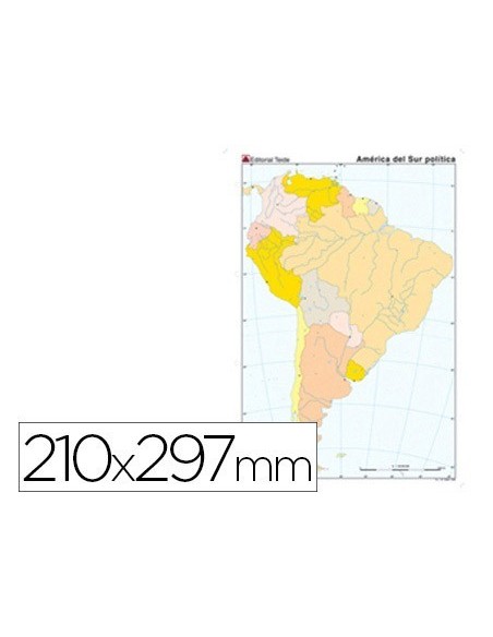 MAPA MUDO COLOR DIN A4 AMERICA DEL SUR POLITICO