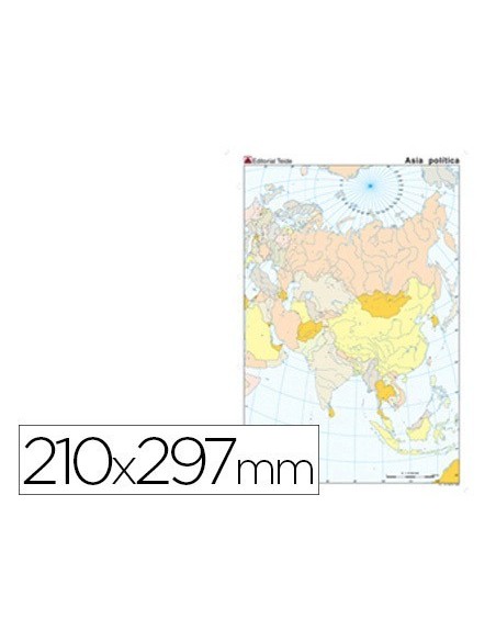 MAPA MUDO COLOR DIN A4 ASIA POLITICO