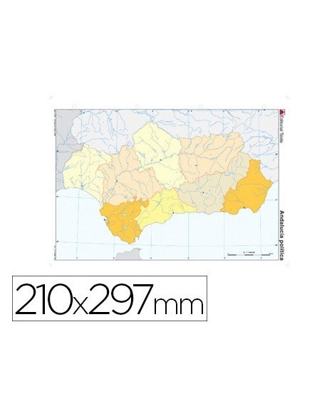 MAPA MUDO COLOR DIN A4 ANDALUCIA POLITICO
