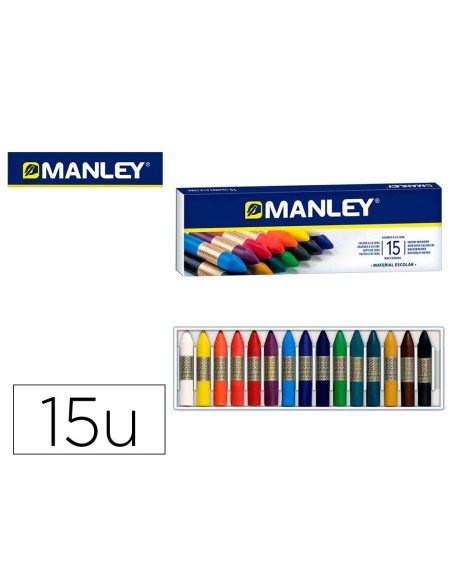 LAPICES CERA MANLEY CAJA DE 15 COLORES SURTIDOS