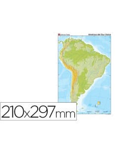MAPA MUDO COLOR DIN A4 AMERICA DEL SUR FISICO