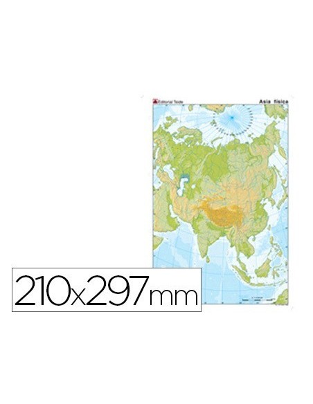 MAPA MUDO COLOR DIN A4 ASIA FISICO