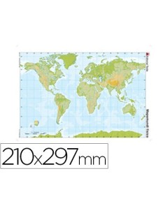 MAPA MUDO COLOR DIN A4 PLANISFERIO FISICO