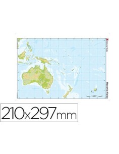 MAPA MUDO COLOR DIN A4 OCEANIA FISICO