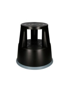 TABURETE Q-CONNECT RUEDAS RETRACTILES TRES RUEDAS DOS NIVELES COLOR NEGRO