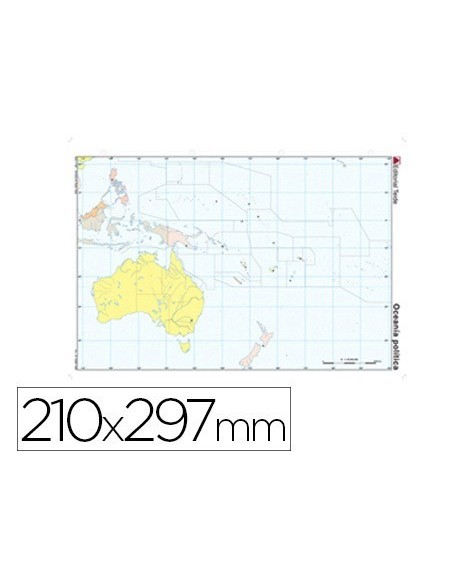 MAPA MUDO COLOR DIN A4 OCEANIA POLITICO
