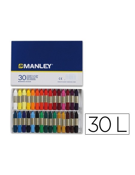 LAPICES CERA MANLEY CAJA DE 30 COLORES SURTIDOS