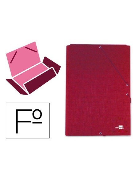 CARPETA LIDERPAPEL GOMAS FOLIO 3 SOLAPAS CARTON FORRADO ROJA