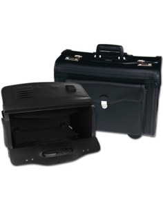 MALETIN ATACHE PILOTO Q-CONNECT NEGRO CON ASA EXTENSIBLE RUEDAS Y CERRADURA CON COMBINACION 490X350X225 MM