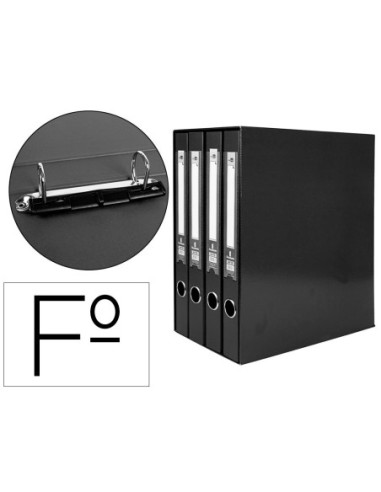 MODULO LIDERPAPEL 4 ARCHIVADORES FOLIO 2 ANILLAS MIXTAS 25MM NEGRO