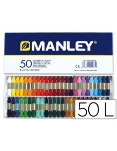 LAPICES CERA MANLEY CAJA DE 50 COLORES SURTIDOS