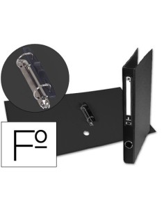 CARPETA DE 2 ANILLAS 25MM MIXT AS LIDERPAPEL FOLIO FORRADO PAPERCOAT CON OLLAO Y TARJETERO COMPRESOR PLASTICO NEGRO