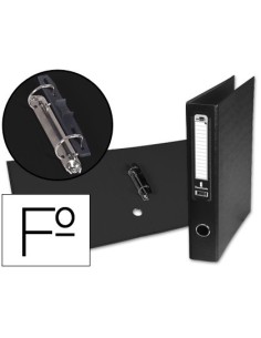 CARPETA DE 2 ANILLAS 40MM MIXT AS LIDERPAPEL FOLIO FORRADO PAPERCOAT CON OLLAO Y TARJETERO COMPRESOR PLASTICO NEGRO