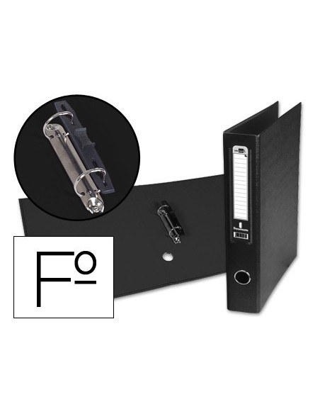 CARPETA DE 2 ANILLAS 40MM MIXT AS LIDERPAPEL FOLIO FORRADO PAPERCOAT CON OLLAO Y TARJETERO COMPRESOR PLASTICO NEGRO
