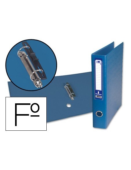 CARPETA DE 2 ANILLAS 40MM MIXTAS LIDERPAPEL FOLIO CARTON FORRADO PAPER COAT COMPRESOR PLASTICO AZUL