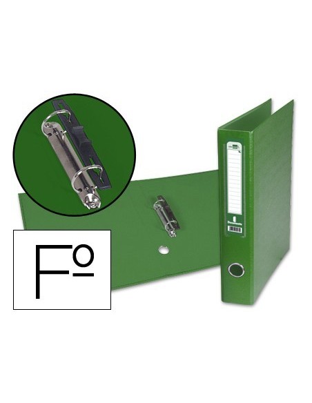 CARPETA DE 2 ANILLAS 40MM MIXT AS LIDERPAPEL FOLIO FORRADO PAPERCOAT CON OLLAO Y TARJETERO COMPRESOR PLASTICO VERDE