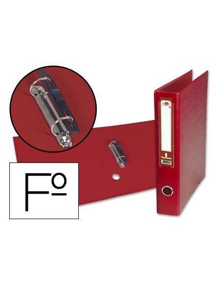 CARPETA DE 2 ANILLAS 40MM MIXT AS LIDERPAPEL FOLIO FORRADO PAPERCOAT CON OLLAO Y TARJETERO COMPRESOR PLASTICO ROJO