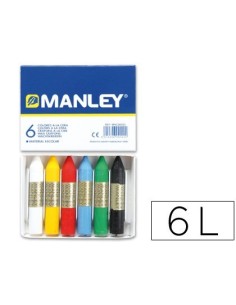 LAPICES CERA MANLEY CAJA DE 6 COLORES SURTIDOS