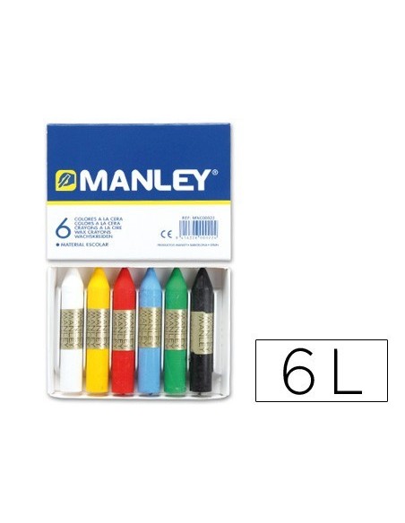 LAPICES CERA MANLEY CAJA DE 6 COLORES SURTIDOS