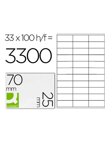 ETIQUETA ADHESIVA Q-CONNECT KF10640 TAMAÑO 70X25 MM FOTOCOPIADORA LASER INK.JET CAJA CON 100 HOJAS DIN A4