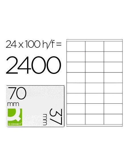 ETIQUETA ADHESIVA Q-CONNECT KF10647 TAMAÑO 70X37 MM FOTOCOPIADORA LASER INK-JET CAJA CON 100 HOJAS DIN A4