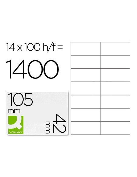 ETIQUETA ADHESIVA Q-CONNECT KF10655 TAMAÑO 105X42 MM FOTOCOPIADORA LASER INK-JET CAJA CON 100 HOJAS DIN A4