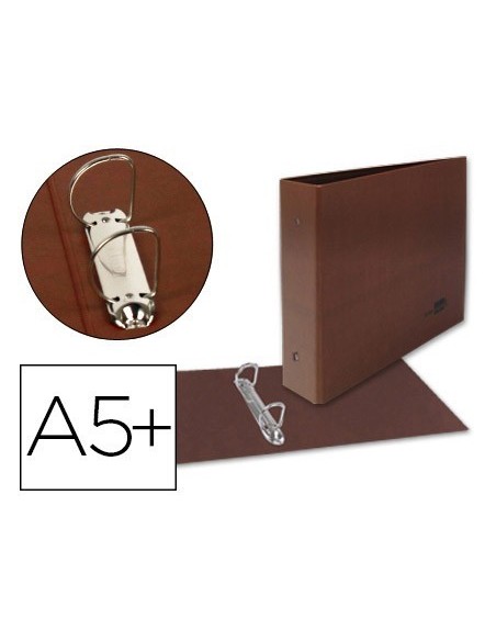 CARPETA DE 2 ANILLAS 25MM MIXTAS LIDERPAPEL CUARTO APAISADO CARTON CUERO FORRADO COMPRESOR PLASTICO