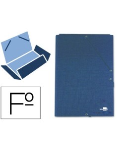 CARPETA LIDERPAPEL GOMAS FOLIO 3 SOLAPAS CARTON FORRADO AZUL