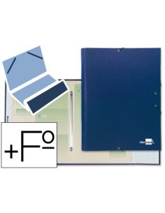 CARPETA CLASIFICADORA LIDERPAPEL 12 DEPARTAMENTOS FOLIO PROLONGADO CARTON FORRADO AZUL