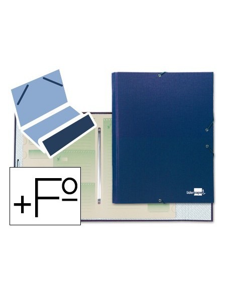 CARPETA CLASIFICADORA LIDERPAPEL 12 DEPARTAMENTOS FOLIO PROLONGADO CARTON FORRADO AZUL