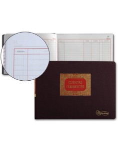 LIBRO MIQUELRIUS CUARTO APAISADO 100 HOJAS CUENTAS CORRIENTES DEBE HABER Y SALDO