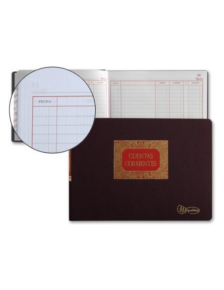 LIBRO MIQUELRIUS CUARTO APAISADO 100 HOJAS CUENTAS CORRIENTES DEBE HABER Y SALDO