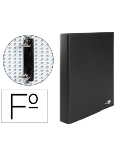 CARPETA DE 2 ANILLAS 25MM MIXTAS LIDERPAPEL FOLIO CARTON FORRADO PAPER COAT PLASTICO NEGRA