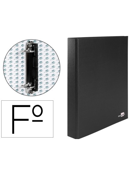 CARPETA DE 2 ANILLAS 25MM MIXTAS LIDERPAPEL FOLIO CARTON FORRADO PAPER COAT PLASTICO NEGRA