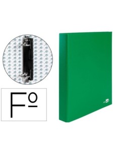 CARPETA DE 2 ANILLAS 25MM MIXTAS LIDERPAPEL FOLIO CARTON FORRADO PAPER COAT COMPRESOR PLASTICO VERDE