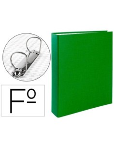 CARPETA DE 2 ANILLAS 40MM MIXTAS LIDERPAPEL FOLIO CARTON FORRADO PAPER COAT COMPRESOR PLASTICO VERDE