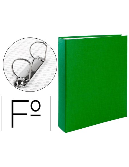 CARPETA DE 2 ANILLAS 40MM MIXTAS LIDERPAPEL FOLIO CARTON FORRADO PAPER COAT COMPRESOR PLASTICO VERDE