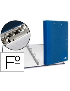 CARPETA DE 4 ANILLAS 25MM REDONDAS LIDERPAPEL FOLIO CARTON FORRADO PAPER COAT AZUL CON MINICLIP Y SOLAPAS
