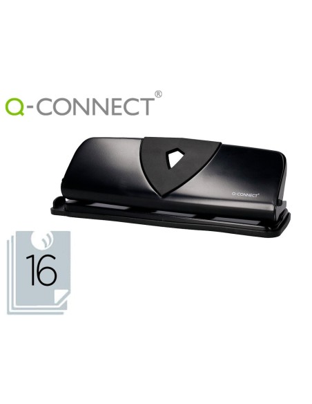 TALADRADOR Q-CONNECT KF01238 NEGRO 4 TALADROS ABERTURA 1,6 MM CAPACIDAD 16 HOJAS